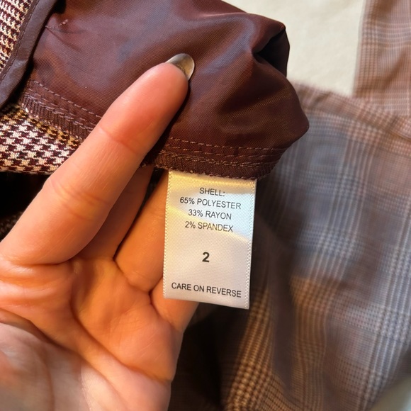 NY&C Burgundy Vintage Plaid Straight Leg Pant with Matching Belt Size 2 - Picture 4 of 5